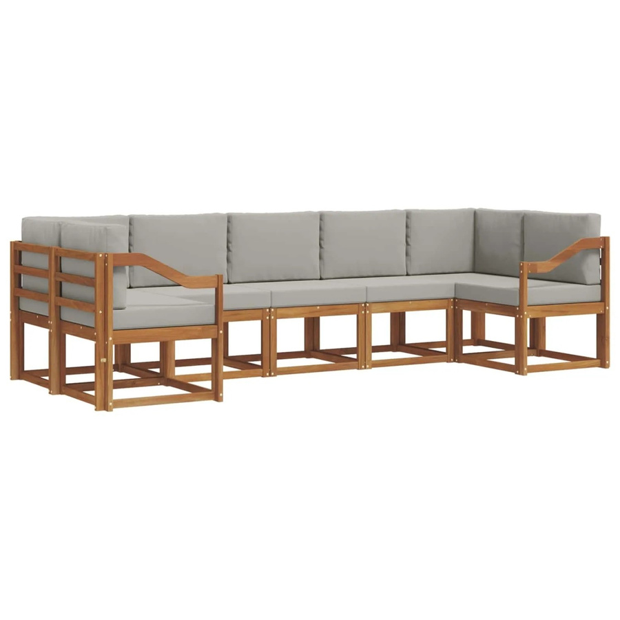 vidaXL Outdoor-Sofagarnitur 7-teilig aus Akazienholz mit Kissen in Grau und Natur - Bild 2
