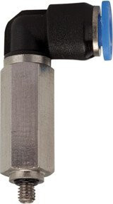 Riegler L-Steckverschraubung Blaue Serie mini, lang, drehbar, M6, Farbe: Blau/Silber - Bild 1