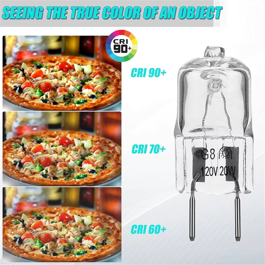 8er-Pack Halogen-Glühbirnen für GE Mikrowellenherde der Serien CVM, DVM, HVM und JNM, 120V 50W, transparent - Bild 2