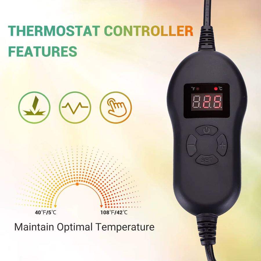Lerway 30 W Pflanzenwachstums-Heizmatte mit Temperaturregler, IP67 wasserdichtes Heizkissen für Sämlinge und Aquarien - Bild 5