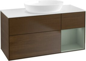 V&B Waschtischunterschrank Finion in Weiß und Walnuss lackiert, Breite: 120 cm, Tiefe: 50,1 cm, Höhe: 50,1 cm - Bild 1