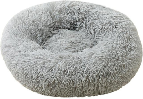 Rundes Haustierbett von Yiran Furniture aus Mikrofaser für Hunde und Katzen, Farbe: Lichtgrau, Durchmesser: 40 cm