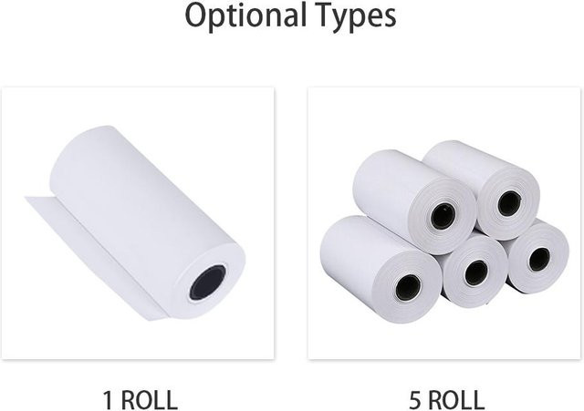 5 Rollen Thermopapierrollen für tragbare Mini Foto Thermodrucker von mfySpace, Farbe: Weiß, Durchmesser: 25 mm, Breite: 57 mm - Bild 1