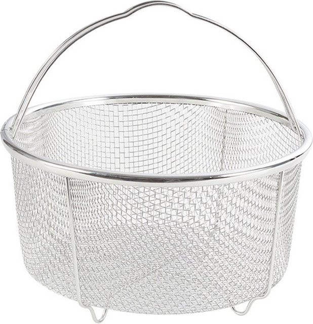 Multifunktionaler Frittierkorb für Heißluftfritteusen von Binchi Outdoor Product, Edelstahl-Siebkörbchen zum Abtropfen von Pommes und Gemüse, Silber, Durchmesser: 20,5 cm - Bild 1
