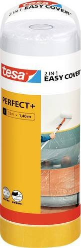 Tesa Easy Cover Perfect+ Abdeckfolie mit Kreppband, Gelb und Transparent, B: 140 cm, L: 33 m - Bild 1
