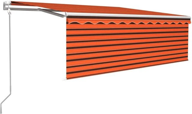 vidaXL Automatische Markise mit Volant aus Aluminium und Polyestergewebe, Farbe: Orange, Braun, Weiß, B x T: 450 x 300 cm - Bild 1
