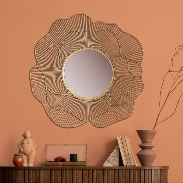 Wandspiegel FineBuy in Rosenblütenform aus Metall in Rose Gold, Durchmesser: 77 cm - Bild 1