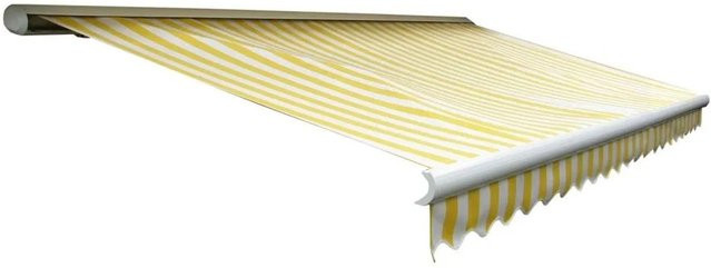 Elektrische Kassetten-Markise MCW H123 mit Volant, Farbe: Gelb/Weiß, B/T/H: 450 x 300 cm - Bild 2