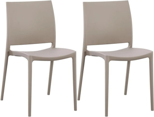 CLP 2er Set Gartenstühle Meton in Taupe/Beige aus Kunststoff für Garten, Terrasse und Balkon - Bild 1
