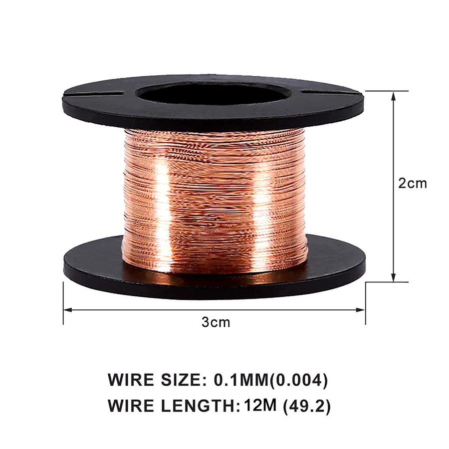 VBESTLIFE Emaillierter Kupferdraht Set, 5 Stück, Mehrfarbig, Durchmesser: 0,1 mm, Gesamtlänge: 12 m - Bild 3