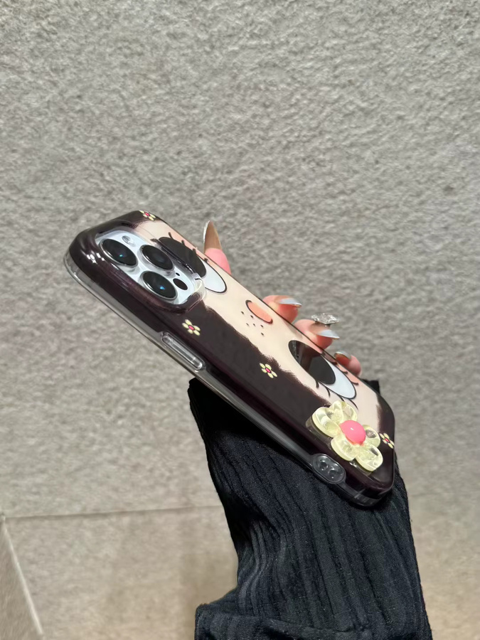 TROPLET Handyhülle mit Cartoon Big Eyes Comic Girl und 3D-Blumen-Design für iPhone 11 bis 17 Pro Max Plus, Multicolor - Bild 5