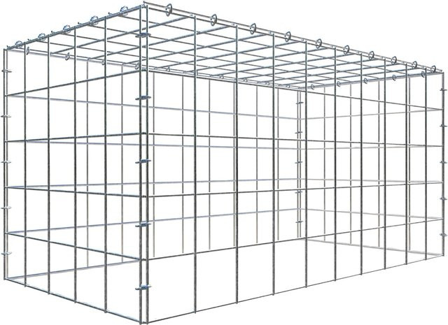 Gabiona C-Ring Anbaukorb Typ 3 in Silbergrau, Maschenweite 10 x 10 cm, B/T/H: 50 x 100 x 50 cm - Bild 1