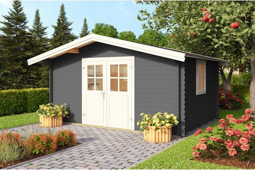 Mr. GARDENER Gartenhaus Donau aus Holz in Grau, B/H/T: 424,4 x 245 x 348 cm - Bild 1