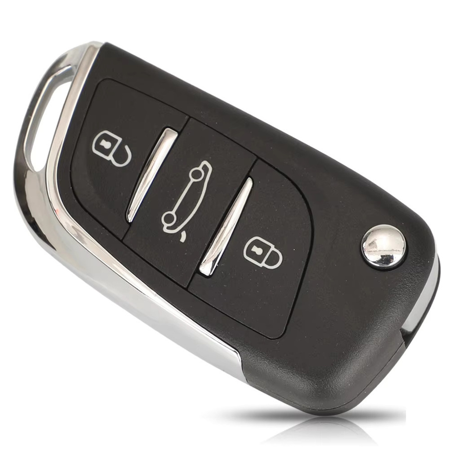Jingyuqin Auto-Fernbedienungsschlüssel 434 MHz für Citroen C4L New Elysee und Peugeot 508 3008 2008 301, Keyless ID46 VA2/HU83 mit Klinge, Schwarz - Bild 4
