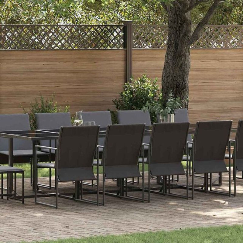 Vidaxl Gartenmöbel-Set aus Stahl und Textilene in Schwarz, moderne Essgruppe mit 15 Teilen - Bild 1