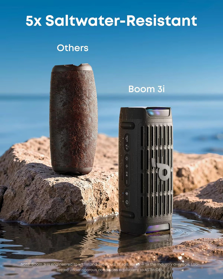 Anker Soundcore Boom 3i Kompakter Outdoor-Lautsprecher in Schwarz mit 50 W, IP68 wasserdicht und salzwasserbeständig, Bluetooth 5.3, 16 Stunden Akkulaufzeit - Bild 4
