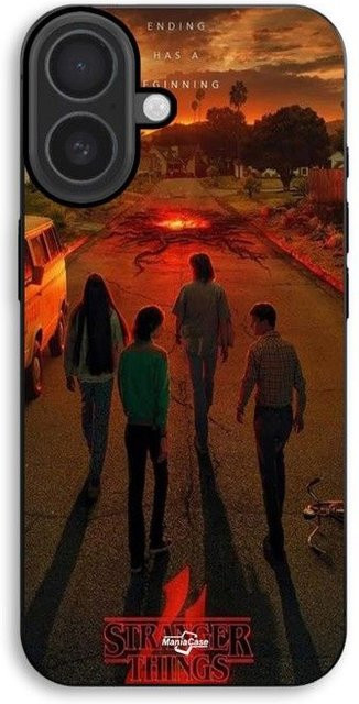 MANIACASE Handyhülle für iPhone 17 mit Stranger Things Motiv aus Silikon TPU in Schwarz und Multicolour - Bild 1