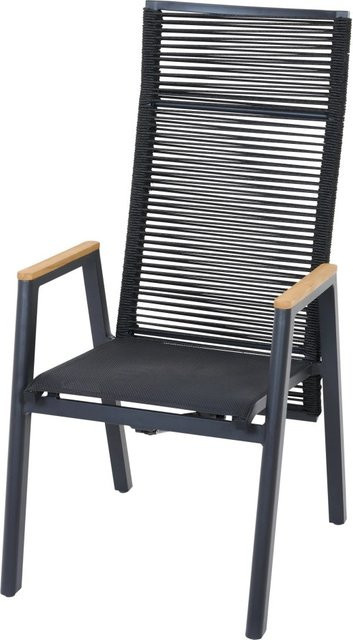 Siena Garden Bologna Dining Sessel mit Ranotex Gewebe und Teakholz in Anthrazit B/T/H: 56 x 77 x 113 cm - Bild 1