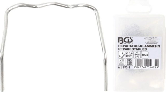 BGS Reparatur Klammern L Form aus Edelstahl in Silber, Durchmesser: 0,6 mm, 100-teilig - Bild 1