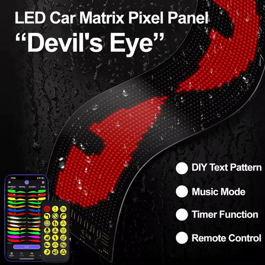 Programmierbares Devil Eyes LED-Display für die LKW Windschutzscheibe mit flexibler Animation in Schwarz - Bild 2