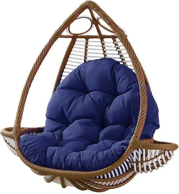 Weiches Sitzpolster für Hängekorb-Ei-Stühle und Garten-Schaukelstühle, Blau, B/T: 120 x 80 cm - Bild 1