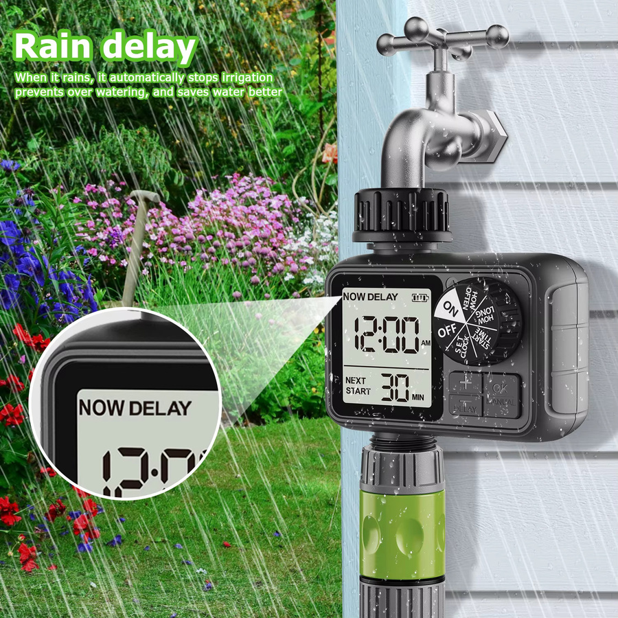 Eshico HCT-M02 Digitaler Wassertimer Automatischer Sprinkler-Regler für die Gartenbewässerung in Schwarz - Bild 3