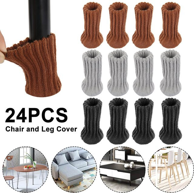24 Stück Willstar Stuhlbeinabdeckungen in Schwarz, elastische Stuhlsocken als rutschfeste und geräuschreduzierende Bodenschoner für deine Möbel - Bild 1
