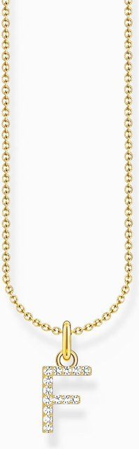 Thomas Sabo Kette Buchstabe F, vergoldet, 925 Silber, Perle, Zirkonia, Damen - Bild 1