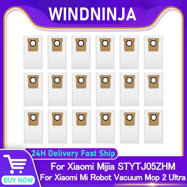 WINDNINJA Staubbeutel in Weiß für Xiaomi Mi Robot Vacuum Mop 2 Ultra Mijia STYTJ05ZHM Staubsauger Zubehör - Bild 1
