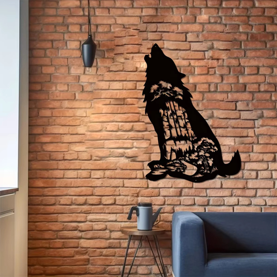 Wolf Wanddekoration aus Metall CIFBUY in Schwarz als Kunstzeichen für Wald und Wolf-Liebhaber - Bild 3