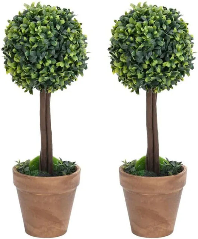 2er-Set künstliche Buchsbäume in Kugelform von Vidaxl, Grün, Höhe: 41 cm - Bild 1