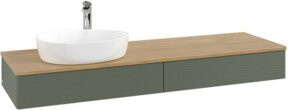 V&B Waschtischunterschrank Antao mit Frontstruktur, Farbe Eiche honig und Grau, B/T: 160 x 50 cm - Bild 1