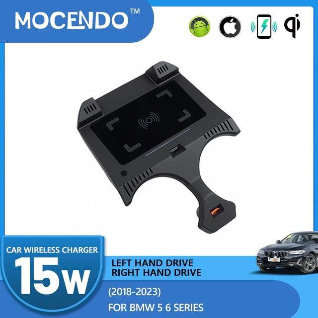 MOCENDO Kabelloses Schnellladegerät für BMW 5er und 6er Serie G30 G32 G38 (2018-2023), Schwarz - Bild 1