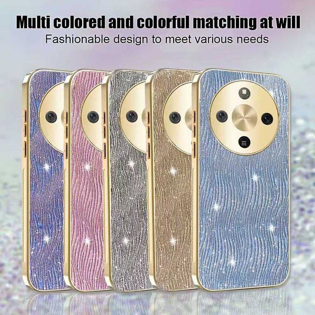 Glitzer Handyhülle mit Wellenmuster für Honor Magic 8, Magic 7 Pro Lite, 400Pro Lite, X9C und X9D in Grau mit angenehmem Hautgefühl und Anti-Fall-Schutz - Bild 1