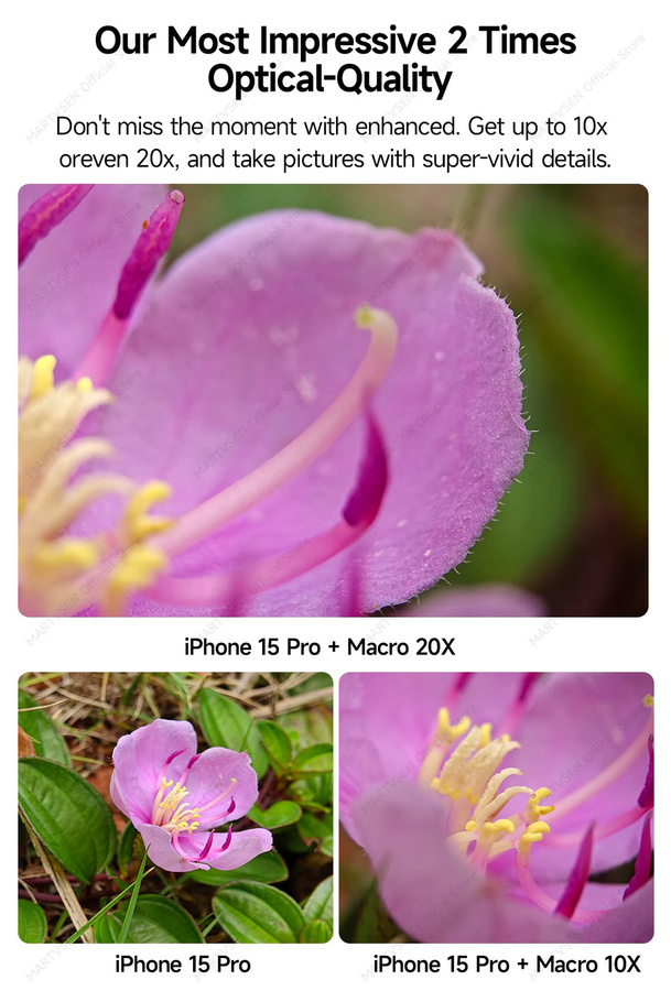 MARTVSEN High Definition Makroobjektiv 10-20X für Smartphones und iPhone sowie Samsung in Schwarz für Nahaufnahmen von Blumen und Insekten - Bild 6