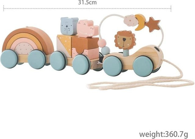 Binchi Montessori Holzspielzeugzug, Stapelspielzeug, Tiere, Bunt / Mehrfarbig - Bild 1