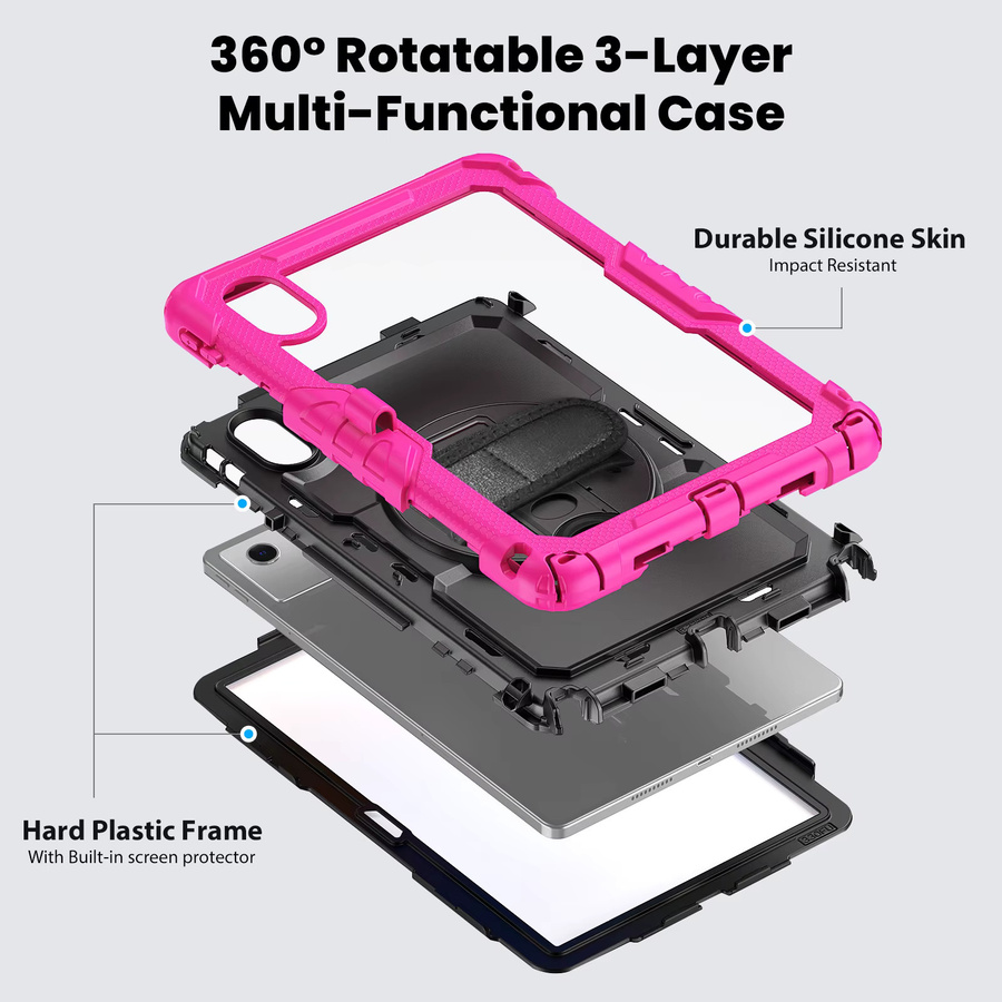 Robuste Tablet-Schutzhülle für Lenovo Idea Tab Xiaoxin Pad11 2025 2024 M11 TB330FU TB331FC K11 LTE mit Ständer und Schultergurt in Schwarz oder Pink - Bild 2