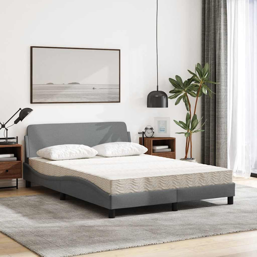 vidaXL Bett mit Matratze in Grau, modern mit Stoffbezug und Schaumstoff, B/T/H: 120 x 200 cm - Bild 4