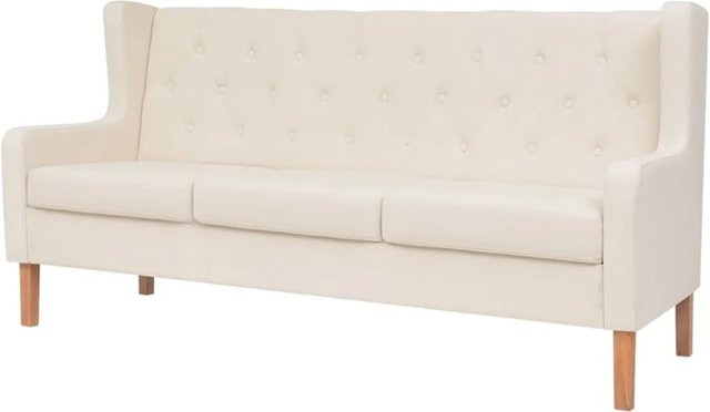 vidaXL 3-teiliges Sofa-Set in Cremeweiß mit skandinavischem Design aus Stoff und Massivholz - Bild 1