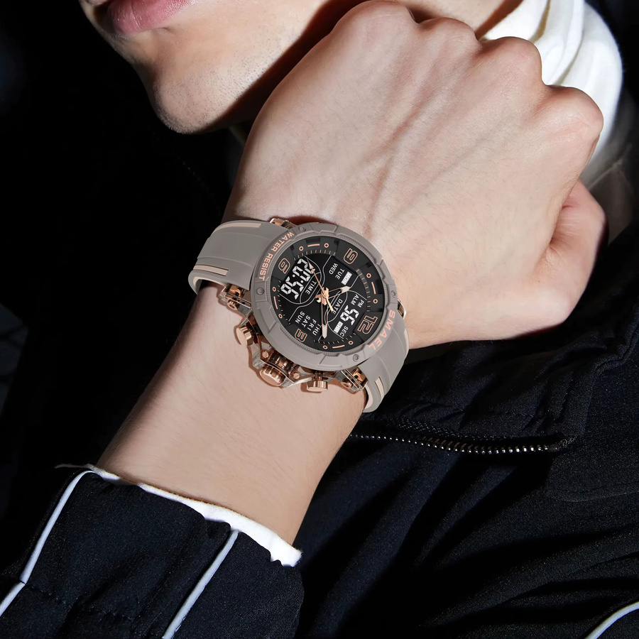 SMAEL Armbanduhr, Quarz, Digitaluhr, Kunststoff, Silikon, Schwarz, Unisex - Bild 2