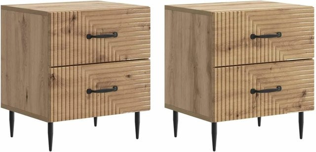 vidaXL Nachttisch Set 2 Stück Artisan-Eiche Vintage Braun B: 43 cm, T: 34,5 cm, H: 47,5 cm - Bild 1