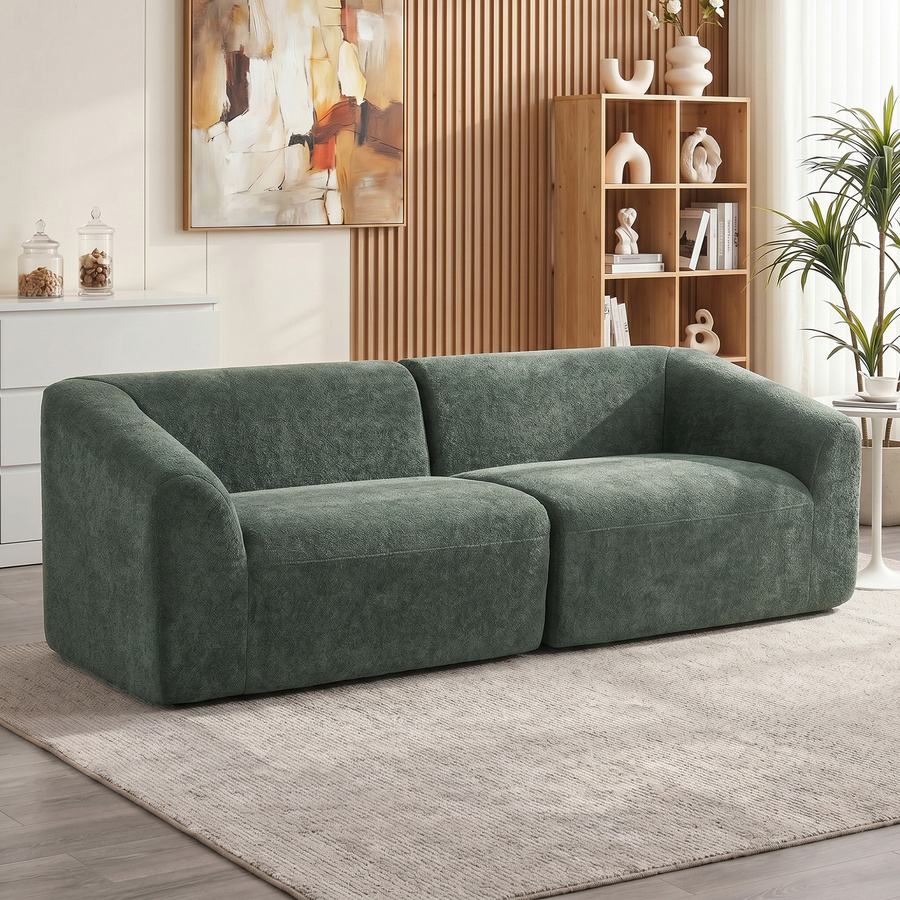 HOMCOM 3-Sitzer-Chenille-Sofa in Dunkelgrün mit Federkernkissen und breiter Sitzfläche für dein Wohnzimmer - Bild 2