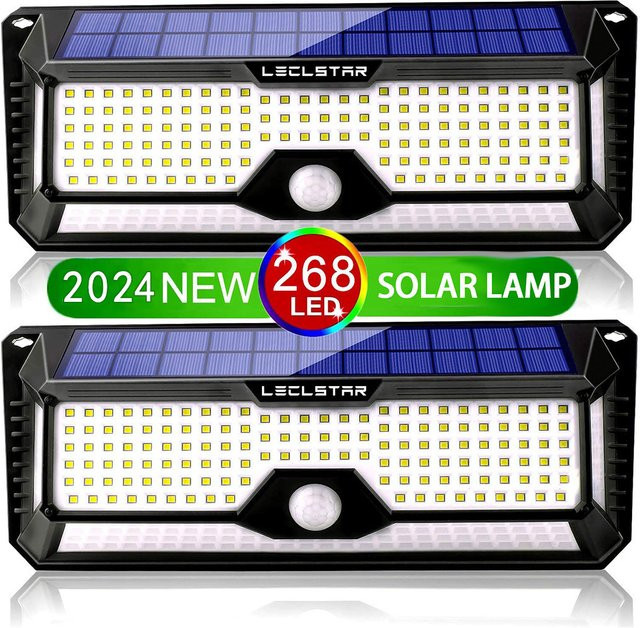 Leclstar Solar LED Außenleuchte mit Bewegungssensor und 4 Weitwinkel-Flutlicht, IP65 wasserdicht und drahtlos - Bild 1