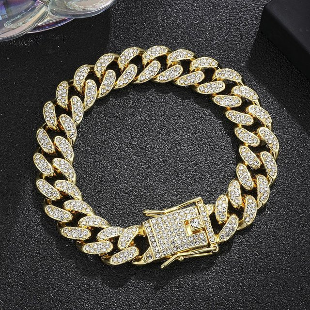 Armband Cuban Link, Edelstahl, Kristall, Herren - Bild 1