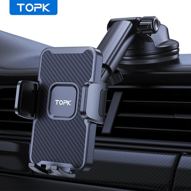 TOPK Handy-Autohalterung mit Saugnapf, 360 Grad drehbar und superstabil, Schwarz - Bild 1