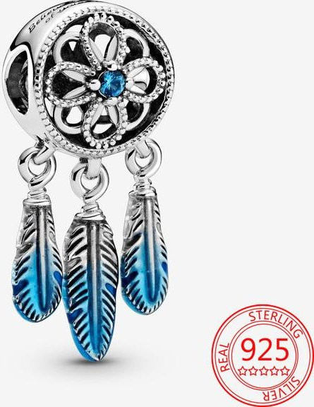 Charms 925 Silber, Traumfänger Engel, Perle, Zirkonia, Damen - Bild 1