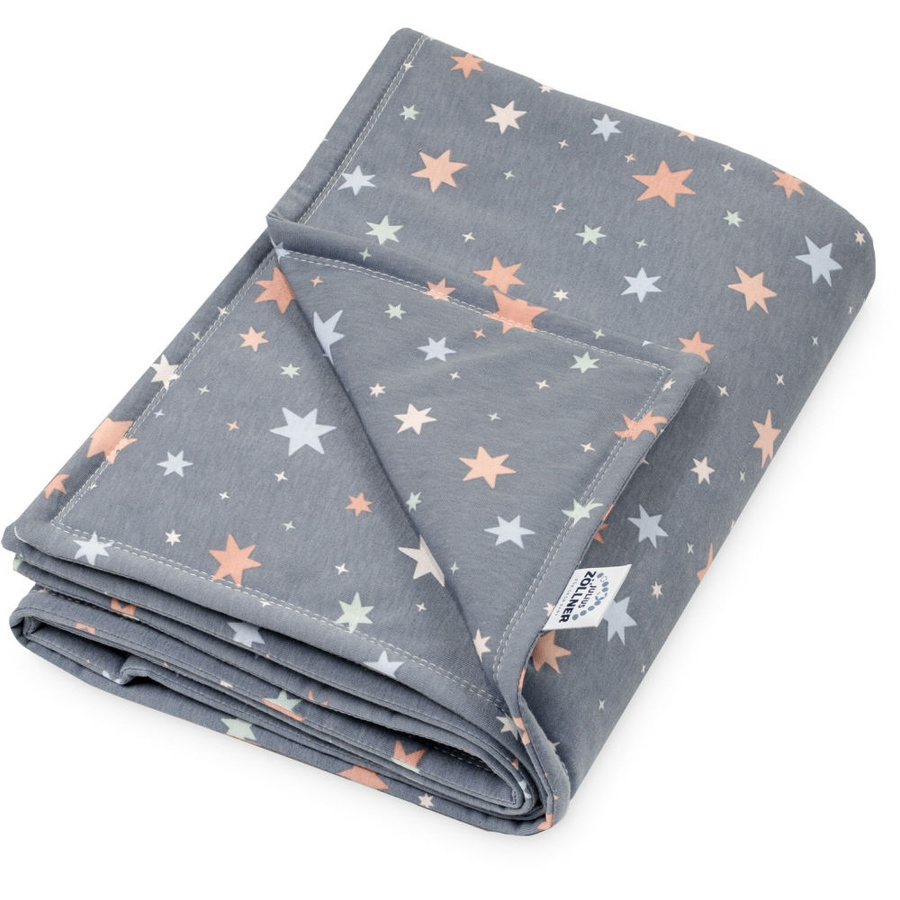 Zöllner Baby Jersey Decke gefüttert Shiny Stars in Grau, B/T: 70 x 100 cm - Bild 1