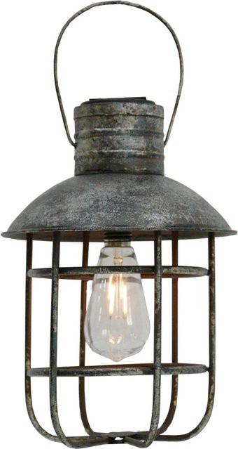DELUKE Solar-Leuchte LUCCA Gartenlampe aus Metall in Grau-Braun, H x B x T: 33 x 22 x 22 cm - Bild 1