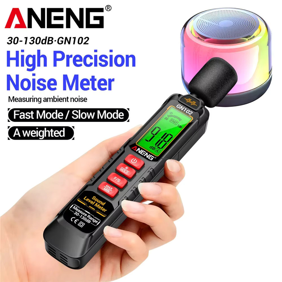 NENG GN102 Digitaler Tragbarer Schallpegelmesser mit Windschutz zur Messung von Umgebungsgeräuschen von 30-130dB - Bild 6