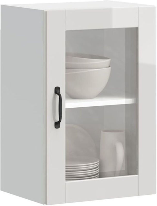 Küchen-Hängeschrank Porto mit Glastür in Hochglanz-Weiß von Vidaxl - Bild 1